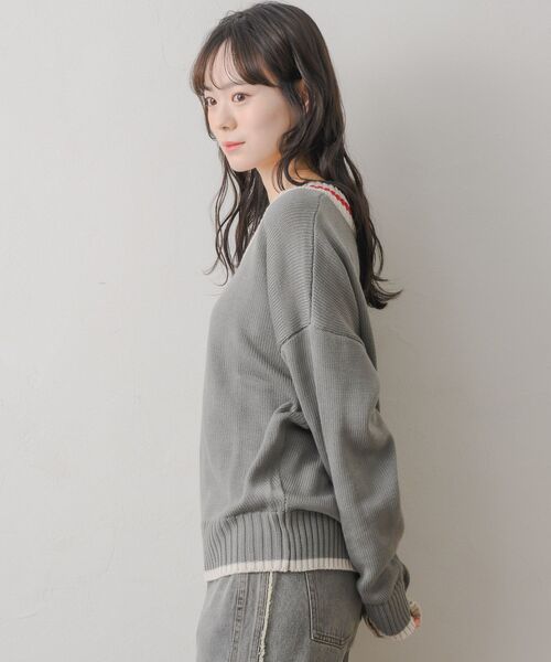 RETRO GIRL(レトロガール)の「チルデンNTPO(ニット/セーター・レディース・ナチュラル/チャコールグレー/ダークブルー・FREE)」の22枚目の写真