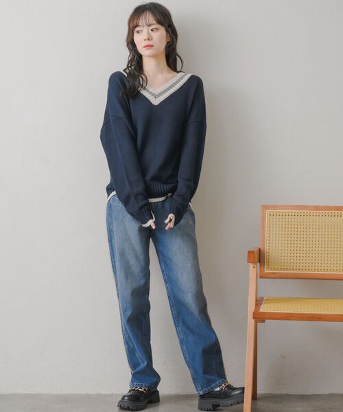 RETRO GIRL(レトロガール)の「チルデンNTPO(ニット/セーター・レディース・ナチュラル/チャコールグレー/ダークブルー・FREE)」の18枚目の写真