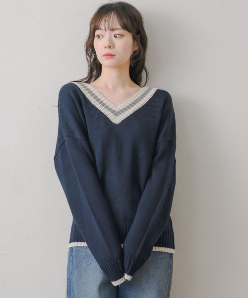 RETRO GIRL(レトロガール)の「チルデンNTPO(ニット/セーター・レディース・ナチュラル/チャコールグレー/ダークブルー・FREE)」の14枚目の写真