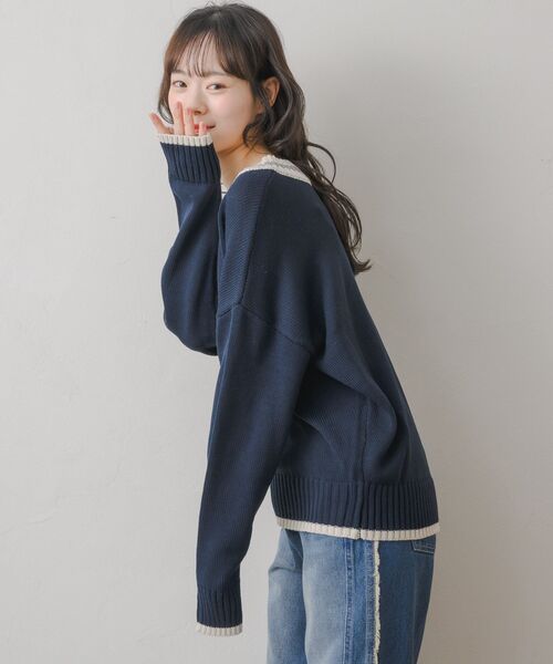 RETRO GIRL(レトロガール)の「チルデンNTPO(ニット/セーター・レディース・ナチュラル/チャコールグレー/ダークブルー・FREE)」の15枚目の写真