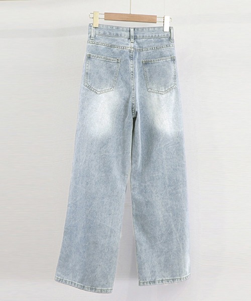 Miniministore（ミニミニストア）の「ダメージ デニムパンツ ハイウエスト韓国（デニムパンツ・レディース・サックスブルー・L/S/XL/M）」の14枚目の写真