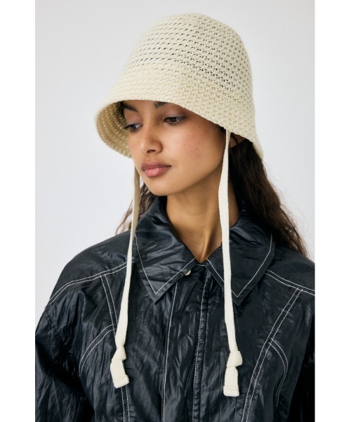 MOUSSY(マウジー)の「COTTON CROCHET ハット(ハット・レディース・アイボリー/ブラック・FREE)」の1枚目の写真