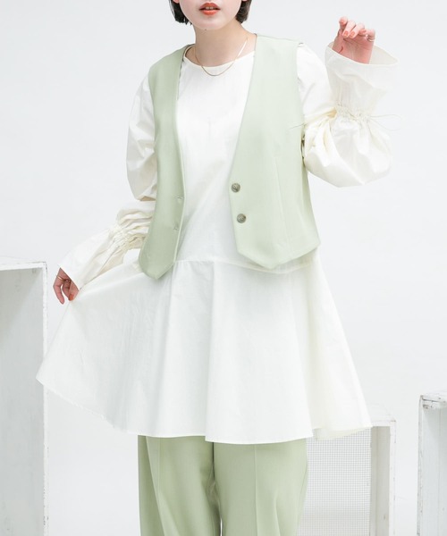 KBF（ケイビーエフ）の「ドロストスリーブフレアミニワンピース（ワンピース・レディース・グリーン/アイボリー/ネイビー・ONE）」の19枚目の写真