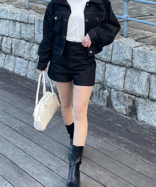 RiLi（リリ）の「脚長ショートデニムパンツ【RL】（デニムパンツ・レディース・インディゴブルー/ブラック・S/M）」の2枚目の写真