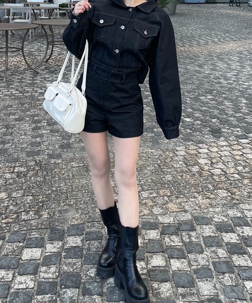 RiLi（リリ）の「脚長ショートデニムパンツ【RL】（デニムパンツ・レディース・インディゴブルー/ブラック・S/M）」の6枚目の写真