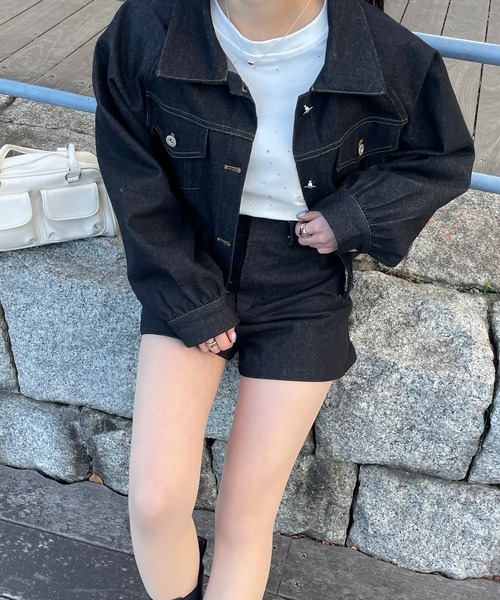 RiLi（リリ）の「脚長ショートデニムパンツ【RL】（デニムパンツ・レディース・インディゴブルー/ブラック・S/M）」の3枚目の写真
