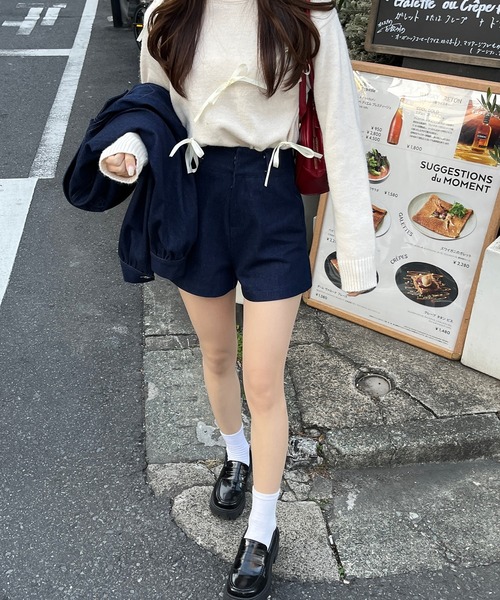RiLi（リリ）の「脚長ショートデニムパンツ【RL】（デニムパンツ・レディース・インディゴブルー/ブラック・S/M）」の14枚目の写真