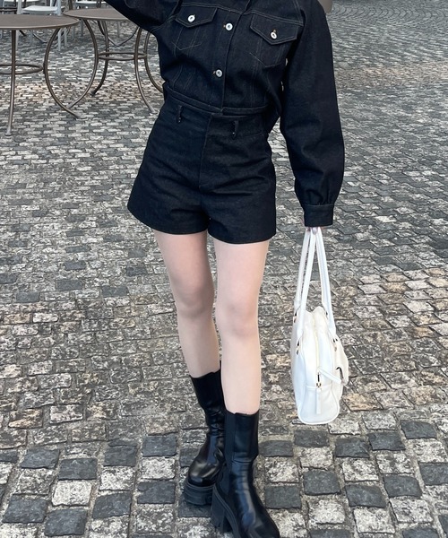 RiLi（リリ）の「脚長ショートデニムパンツ【RL】（デニムパンツ・レディース・インディゴブルー/ブラック・S/M）」の5枚目の写真