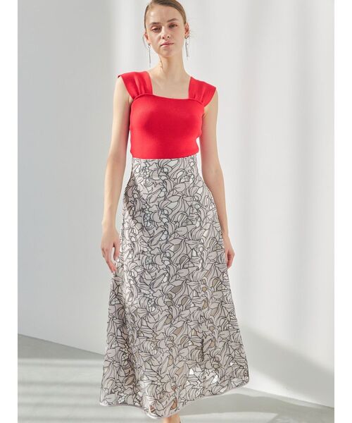 MERCURYDUO（マーキュリーデュオ）の「カットワーク刺繍マーメイドスカート（スカート・レディース・ブラック/ベージュ/オフホワイト・SMALL/MEDIUM）」の6枚目の写真