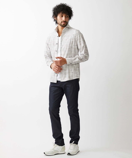 MICHEL KLEIN HOMME   （ミッシェルクランオム）の「《日本製》プリントジャージシャツ（シャツ/ブラウス・メンズ・ブラック/ベージュ・MEDIUM/LARGE/X-LARGE）」の5枚目の写真