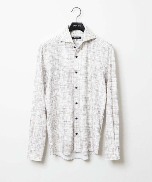 MICHEL KLEIN HOMME   （ミッシェルクランオム）の「《日本製》プリントジャージシャツ（シャツ/ブラウス・メンズ・ブラック/ベージュ・MEDIUM/LARGE/X-LARGE）」の9枚目の写真