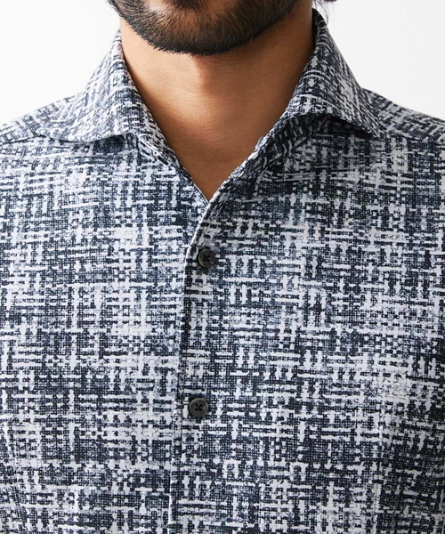 MICHEL KLEIN HOMME   （ミッシェルクランオム）の「《日本製》プリントジャージシャツ（シャツ/ブラウス・メンズ・ブラック/ベージュ・MEDIUM/LARGE/X-LARGE）」の13枚目の写真