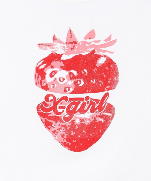 X-girl(エックスガール)の「STRAWBERRY S/S BABY TEE(Tシャツ/カットソー・レディース・ブラック/ライトピンク/ホワイト・S/M)」の6枚目の写真