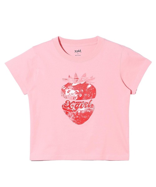 X-girl(エックスガール)の「STRAWBERRY S/S BABY TEE(Tシャツ/カットソー・レディース・ブラック/ライトピンク/ホワイト・S/M)」の14枚目の写真