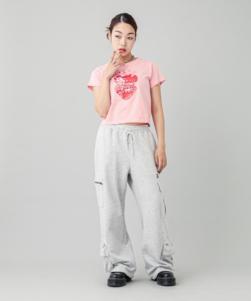 X-girl(エックスガール)の「STRAWBERRY S/S BABY TEE(Tシャツ/カットソー・レディース・ブラック/ライトピンク/ホワイト・S/M)」の20枚目の写真