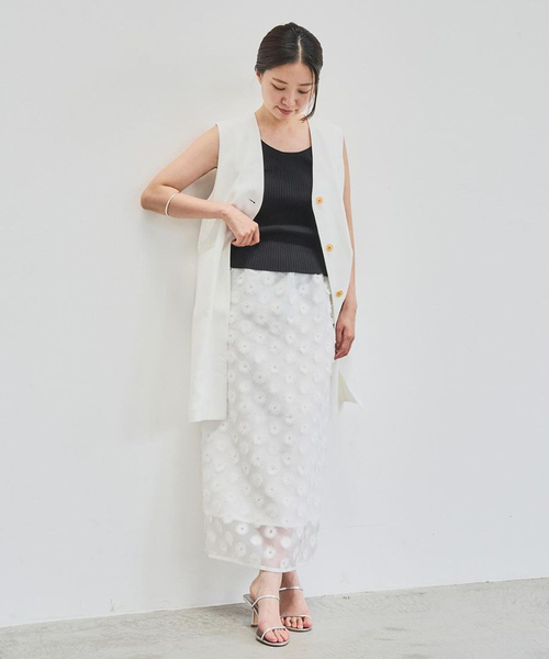 IENA（イエナ）の「シアージャガード刺繍スカート（スカート・レディース・ホワイト/ブラック・36/38）」の14枚目の写真