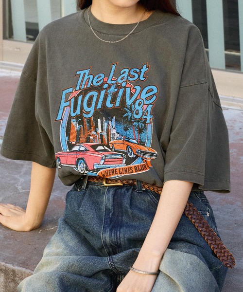 MONO-MART（モノマート）の「ヴィンテージ加工アソートデザインビッグ半袖Tシャツ（Tシャツ/カットソー・レディース・ネイビー系/ホワイト系/ブラック系2/ホワイト系3/ブラック/ブラウン系/ホワイト系2/ブラック系/ダークブラウン/ブラック系3/ダークネイビー/オフホワイト/ネイビー系2・L/M）」の8枚目の写真