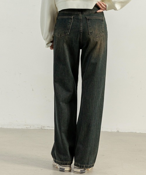 DAY CLOSET（デイ クローゼット）の「レディース ヴィンテージライクグラデーションデニムワイドパンツ [大きいサイズ有]（デニムパンツ・レディース・ダークインディゴブルー・L/XL/S/M/2XL）」の4枚目の写真