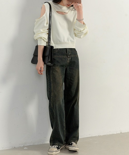 DAY CLOSET（デイ クローゼット）の「レディース ヴィンテージライクグラデーションデニムワイドパンツ [大きいサイズ有]（デニムパンツ・レディース・ダークインディゴブルー・L/XL/S/M/2XL）」の8枚目の写真