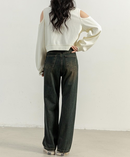 DAY CLOSET（デイ クローゼット）の「レディース ヴィンテージライクグラデーションデニムワイドパンツ [大きいサイズ有]（デニムパンツ・レディース・ダークインディゴブルー・L/XL/S/M/2XL）」の9枚目の写真