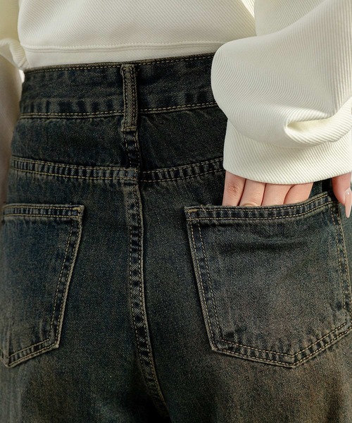 DAY CLOSET（デイ クローゼット）の「レディース ヴィンテージライクグラデーションデニムワイドパンツ [大きいサイズ有]（デニムパンツ・レディース・ダークインディゴブルー・L/XL/S/M/2XL）」の14枚目の写真