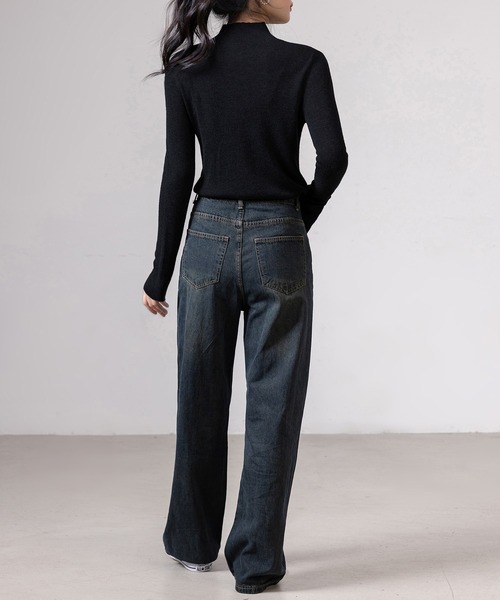 DAY CLOSET（デイ クローゼット）の「レディース ヴィンテージライクグラデーションデニムワイドパンツ [大きいサイズ有]（デニムパンツ・レディース・ダークインディゴブルー・L/XL/S/M/2XL）」の17枚目の写真