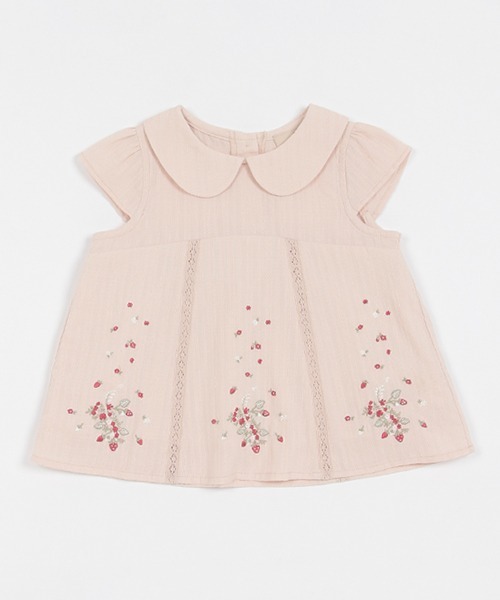 petit main（プティマイン）の「【リンク】刺しゅうチュニック(キッズ)（シャツ/ブラウス・キッズ・オフホワイト/ブルー/ピンク・80ｃｍ/90cm/110cm/100cm/120cm/130cm）」の3枚目の写真