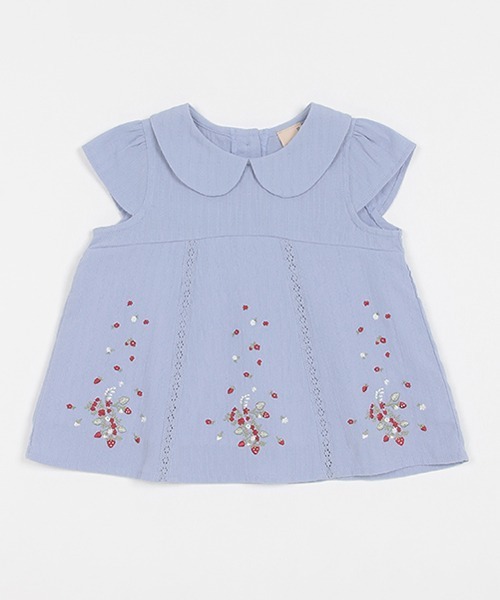 petit main（プティマイン）の「【リンク】刺しゅうチュニック(キッズ)（シャツ/ブラウス・キッズ・オフホワイト/ブルー/ピンク・80ｃｍ/90cm/110cm/100cm/120cm/130cm）」の18枚目の写真