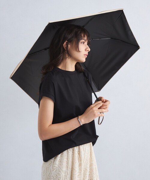 green label relaxing（グリーンレーベルリラクシング）の「バンブーハンドル 折りたたみ 日傘 -晴雨兼用-（折りたたみ傘・レディース・グレー/ブラック/ベージュ・FREE）」の5枚目の写真