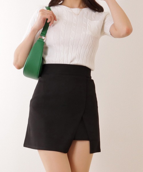 セール】サイド スリット レイヤード ミニ丈 スカート スカパン