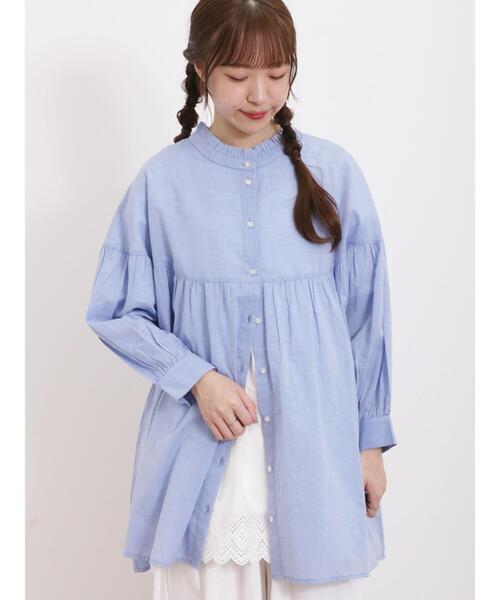 Samansa Mos2（サマンサ モスモス）の「ラウンド切替前後2WAYチュニック（シャツ/ブラウス・レディース・ブラウン/グリーン/オフホワイト/サックスブルー/ブラック・F）」の5枚目の写真