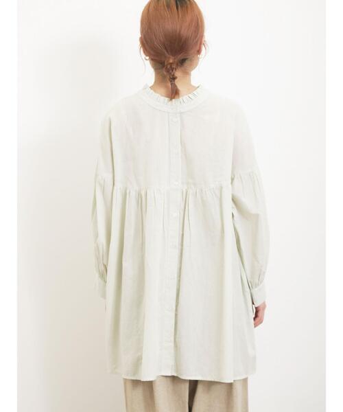 Samansa Mos2（サマンサ モスモス）の「ラウンド切替前後2WAYチュニック（シャツ/ブラウス・レディース・ブラウン/グリーン/オフホワイト/サックスブルー/ブラック・F）」の19枚目の写真