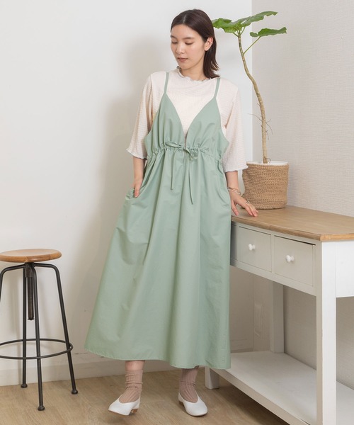 POU DOU DOU（プードゥドゥ）の「2wayキャミソールジャンスカ（ジャンパースカート・レディース・アイボリー/ダークグレー/ミント・3）」の3枚目の写真