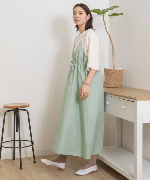 POU DOU DOU（プードゥドゥ）の「2wayキャミソールジャンスカ（ジャンパースカート・レディース・アイボリー/ダークグレー/ミント・3）」の8枚目の写真