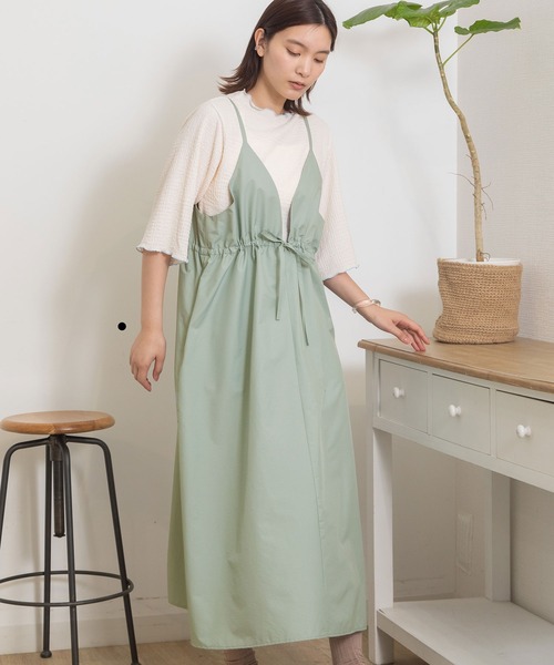 POU DOU DOU（プードゥドゥ）の「2wayキャミソールジャンスカ（ジャンパースカート・レディース・アイボリー/ダークグレー/ミント・3）」の17枚目の写真