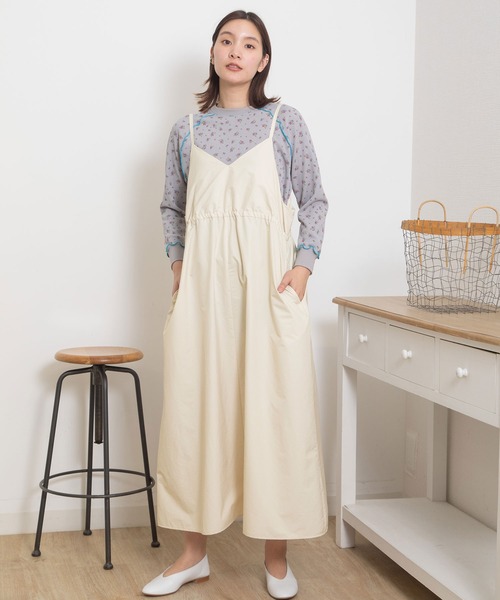 POU DOU DOU（プードゥドゥ）の「2wayキャミソールジャンスカ（ジャンパースカート・レディース・アイボリー/ダークグレー/ミント・3）」の16枚目の写真