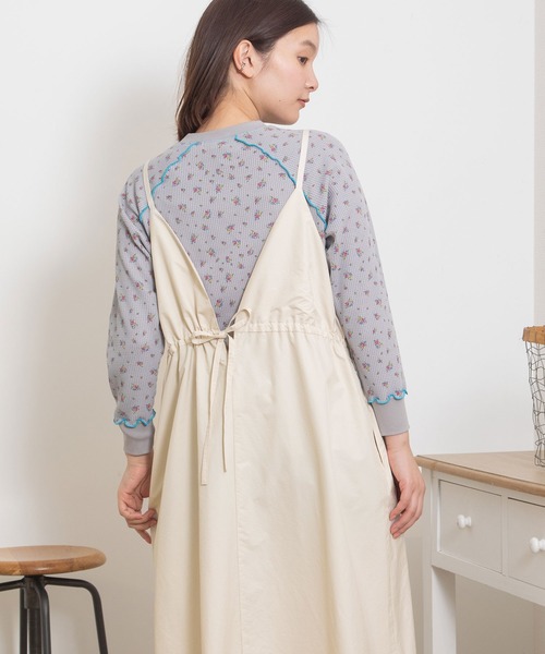 POU DOU DOU（プードゥドゥ）の「2wayキャミソールジャンスカ（ジャンパースカート・レディース・アイボリー/ダークグレー/ミント・3）」の18枚目の写真