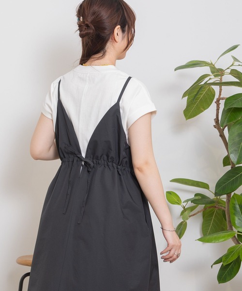 POU DOU DOU（プードゥドゥ）の「2wayキャミソールジャンスカ（ジャンパースカート・レディース・アイボリー/ダークグレー/ミント・3）」の19枚目の写真