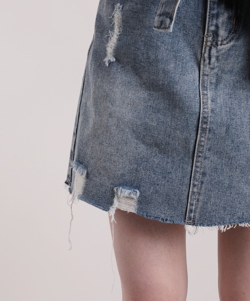 HOOK(フック)の「【HOOK】for girls ダメージ加工デニムミニスカート(デニムスカート・レディース・ブルー・S/M/L)」の9枚目の写真