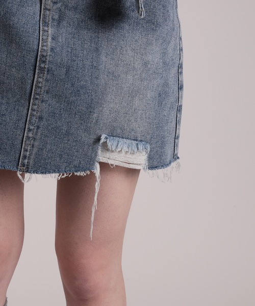 HOOK(フック)の「【HOOK】for girls ダメージ加工デニムミニスカート(デニムスカート・レディース・ブルー・S/M/L)」の10枚目の写真