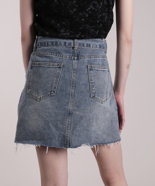 HOOK(フック)の「【HOOK】for girls ダメージ加工デニムミニスカート(デニムスカート・レディース・ブルー・S/M/L)」の11枚目の写真