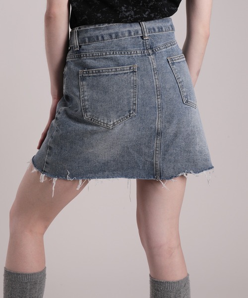 HOOK(フック)の「【HOOK】for girls ダメージ加工デニムミニスカート(デニムスカート・レディース・ブルー・S/M/L)」の12枚目の写真