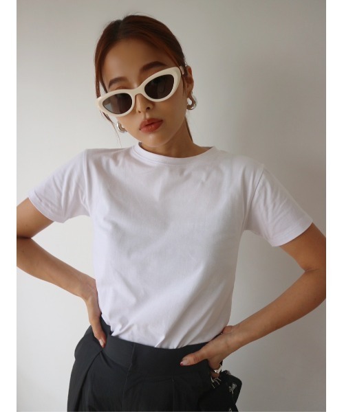 TRUNC（トランクエイティーエイト）の「Basic Crew Neck Tee（Tシャツ/カットソー・レディース・オフホワイト/ブラック・FREE）」の2枚目の写真