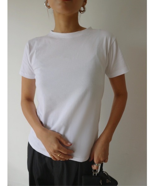 TRUNC（トランクエイティーエイト）の「Basic Crew Neck Tee（Tシャツ/カットソー・レディース・オフホワイト/ブラック・FREE）」の3枚目の写真