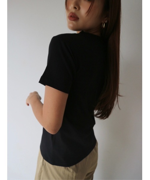 TRUNC（トランクエイティーエイト）の「Basic Crew Neck Tee（Tシャツ/カットソー・レディース・オフホワイト/ブラック・FREE）」の6枚目の写真