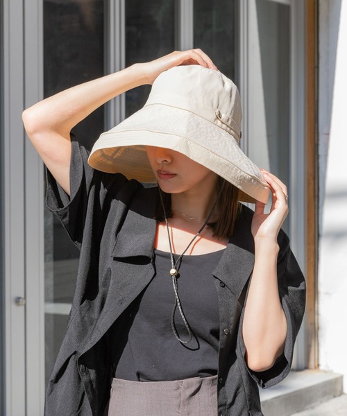 SENSE OF PLACE by URBAN RESEARCH（センスオブプレイスバイアーバンリサーチ）の「『WEB/一部店舗限定』ヒガサハット（ハット・レディース・ブラック/ライトベージュ/アイボリー・ONE）」の2枚目の写真