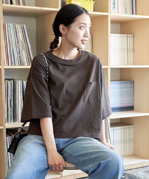 クロップド丈 ポケット 半袖 Tシャツ FREAK'S STORE/クロップド丈 ポケット 半袖 Tシャツ【限定展開