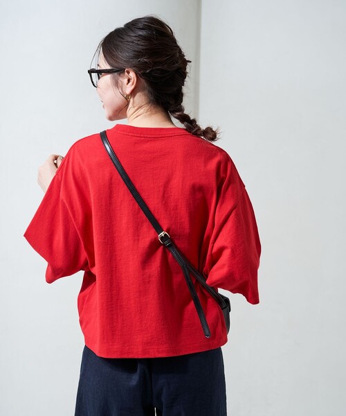 FREAK'S STORE（フリークスストア）の「限定展開　クロップド丈 ポケット 半袖 Tシャツ（Tシャツ/カットソー・レディース・ブラック/ブラウン/レッド/オフホワイト/ブルー/グレー/ナチュラル・ﾌﾘ-）」の14枚目の写真