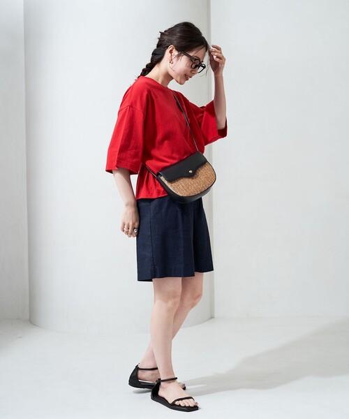 FREAK'S STORE（フリークスストア）の「限定展開　クロップド丈 ポケット 半袖 Tシャツ（Tシャツ/カットソー・レディース・ブラック/ブラウン/レッド/オフホワイト/ブルー/グレー/ナチュラル・ﾌﾘ-）」の15枚目の写真