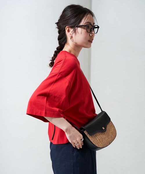 FREAK'S STORE（フリークスストア）の「限定展開　クロップド丈 ポケット 半袖 Tシャツ（Tシャツ/カットソー・レディース・ブラック/ブラウン/レッド/オフホワイト/ブルー/グレー/ナチュラル・ﾌﾘ-）」の16枚目の写真